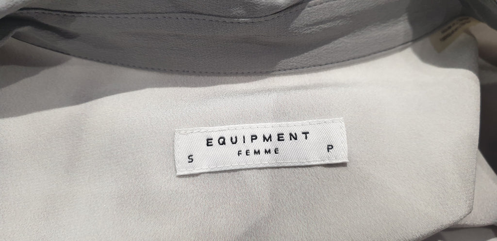 EQUIPMENT FEMME Grey Silk Floral Print Collared Short Sleeve Blouse Shirt Top S