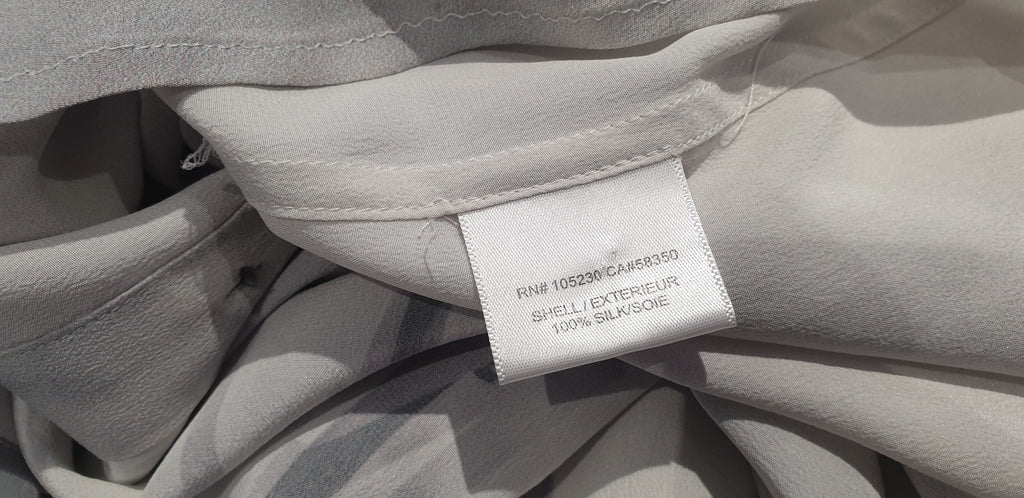 EQUIPMENT FEMME Grey Silk Floral Print Collared Short Sleeve Blouse Shirt Top S