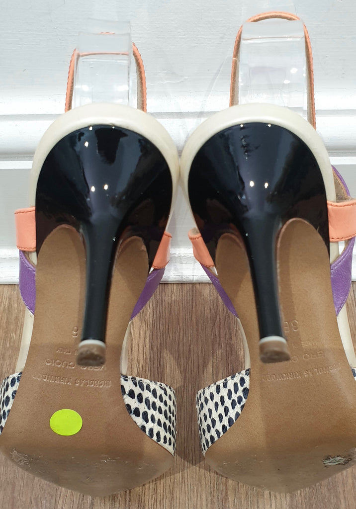 NICHOLAS KIRKWOOD Women's Multi-Colour T-Bar Stiletto Heel Sandals Shoes 36 UK3