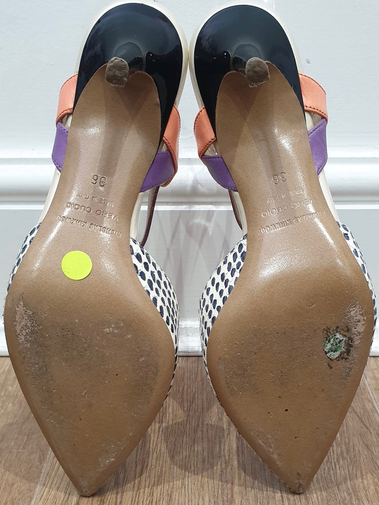 NICHOLAS KIRKWOOD Women's Multi-Colour T-Bar Stiletto Heel Sandals Shoes 36 UK3