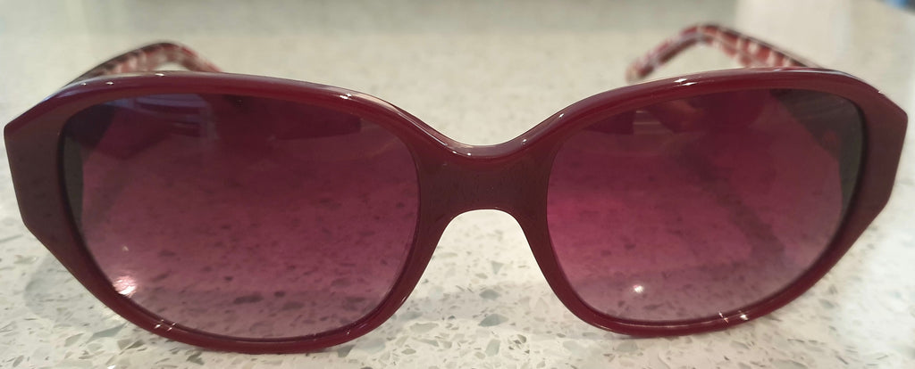 ROCHAS Women's Burgundy RO9598 Rounded Rectangular Bird Print Sunglasses