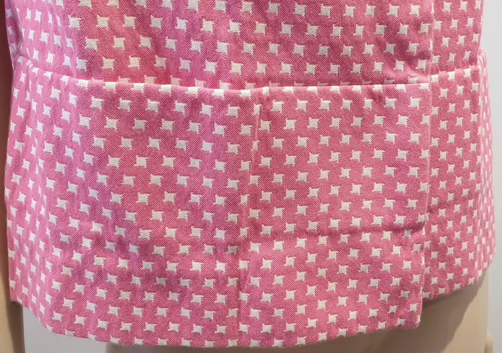 MARNI Pink & White Cotton Blend Geometric Print Short Sleeve Boxy Blazer Jacket