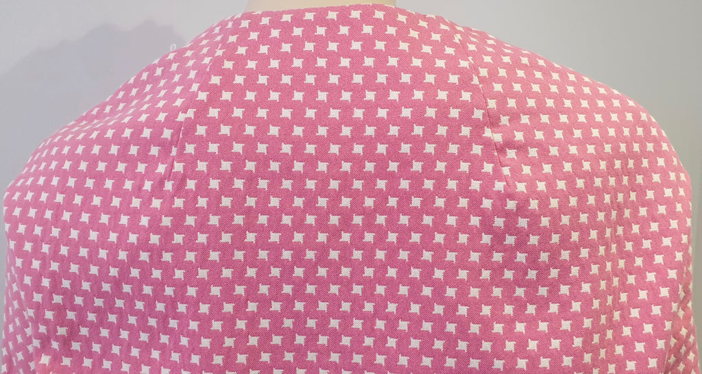 MARNI Pink & White Cotton Blend Geometric Print Short Sleeve Boxy Blazer Jacket