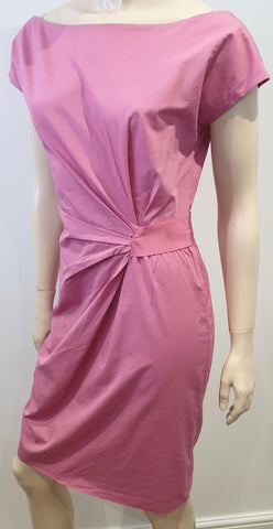NICOLE FARHI Beige & Brown 100% Silk Abstract Print 3/4 Sleeve Shirt Dress UK6