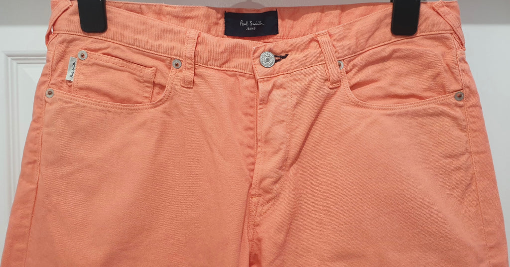 PAUL SMITH JEANS Coral Orange Cotton Crop Capri Jeans Pants Trousers 32L