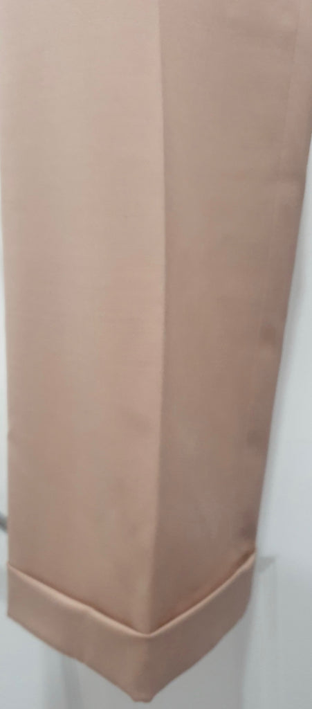 SALVATORE FERRAGAMO Beige Wool Stretch Wide Leg Formal Pants Trousers UK12