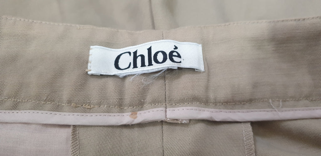 CHLOE Women's Beige Woven Waistband Casual Summer Shorts M/L