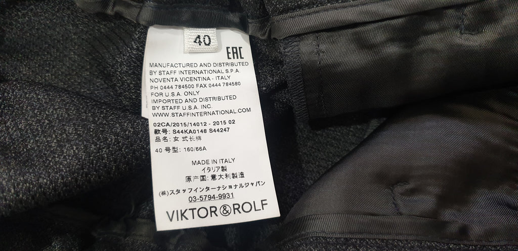 VIKTOR & ROLF Charcoal Grey Elastic Waist Tapered Leg Formal Trousers Pants IT40