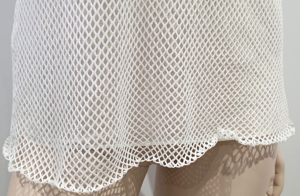 BARBARA BUI White & Cream Mesh Round Neck Racer Rear Lined Vest Tank Top M