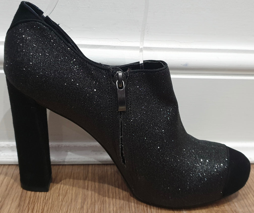 SAM EDELMAN Black & Grey Metallic Fabric Suede Trim Shoe Boots 9M UK7 - NEW!