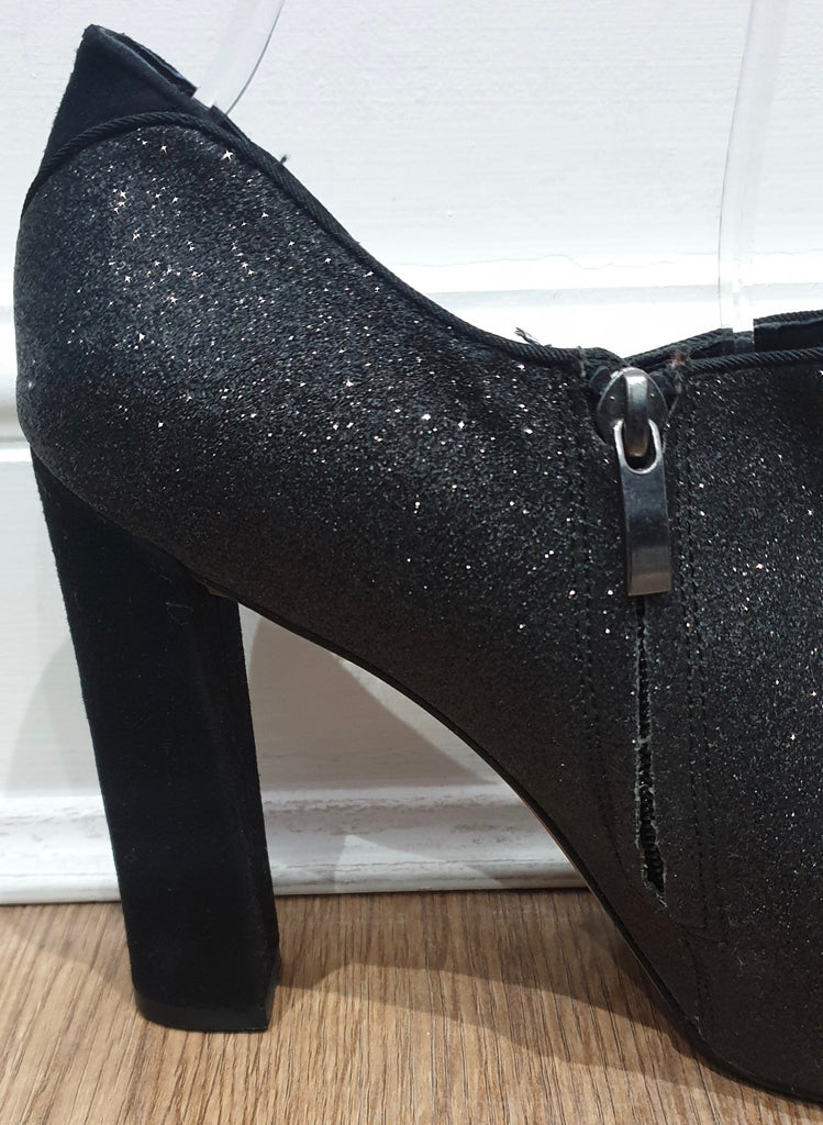 SAM EDELMAN Black & Grey Metallic Fabric Suede Trim Shoe Boots 9M UK7 - NEW!