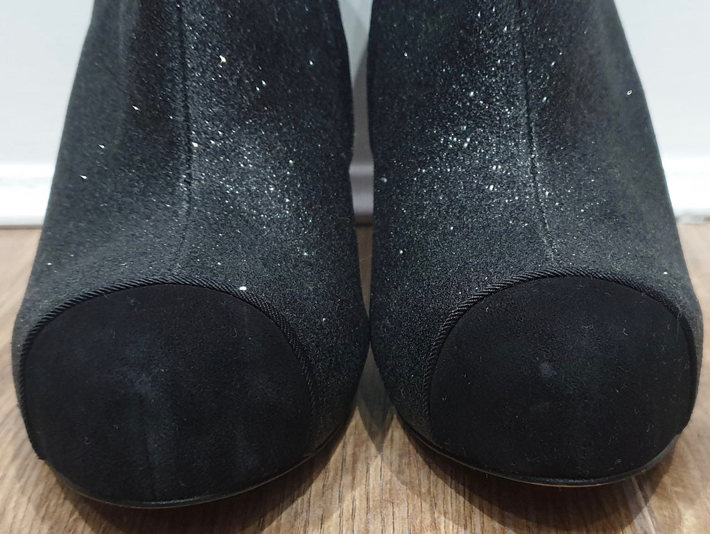 SAM EDELMAN Black & Grey Metallic Fabric Suede Trim Shoe Boots 9M UK7 - NEW!