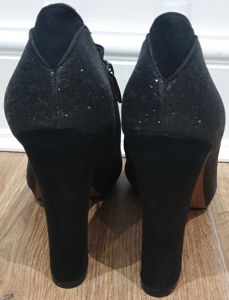 SAM EDELMAN Black & Grey Metallic Fabric Suede Trim Shoe Boots 9M UK7 - NEW!