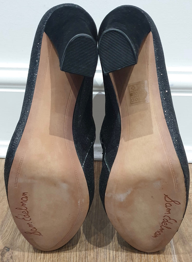 SAM EDELMAN Black & Grey Metallic Fabric Suede Trim Shoe Boots 9M UK7 - NEW!