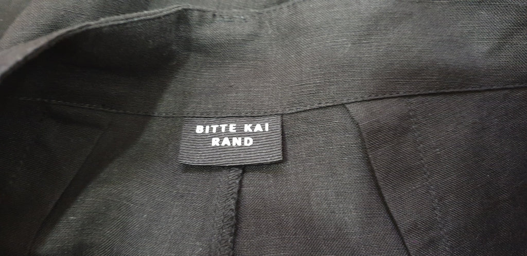 BITTE KAI RAND Women's Black Linen Loose Tapered Crop Capri Trousers Pants 36; M