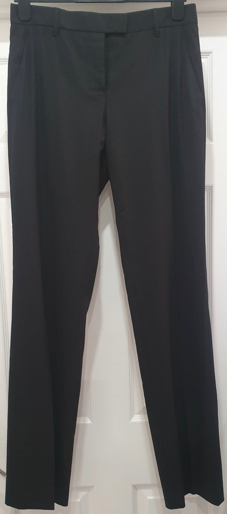 HELMUT LANG Black Wool Stretch Straight Leg Formal Trousers Pants IT42 UK10