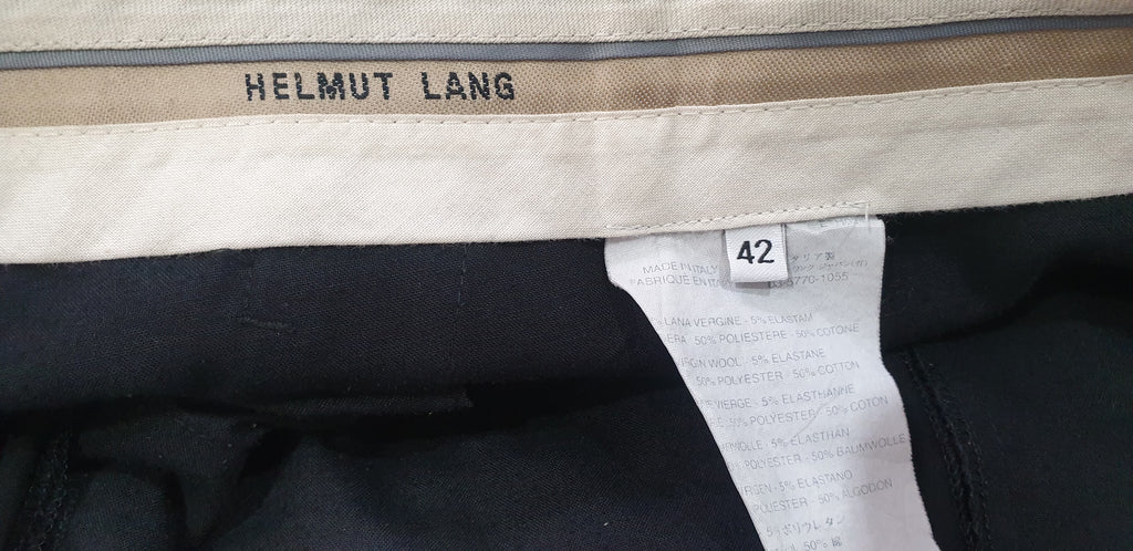 HELMUT LANG Black Wool Stretch Straight Leg Formal Trousers Pants IT42 UK10