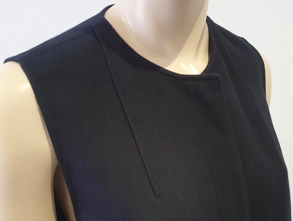 3.1 PHILLIP LIM Midnight Navy Blue Black Cotton Wool Sleeveless Mini Tunic Dress