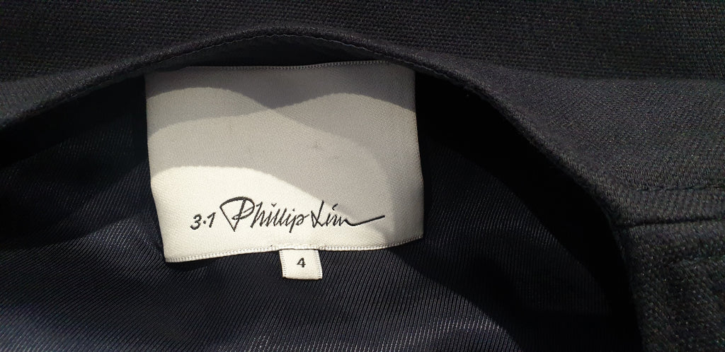 3.1 PHILLIP LIM Midnight Navy Blue Black Cotton Wool Sleeveless Mini Tunic Dress