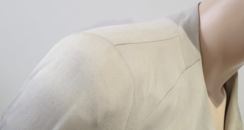 HELMUT LANG Pale Grey Draped Round Neck Long Sleeve Lined Blazer Jacket 6 UK10