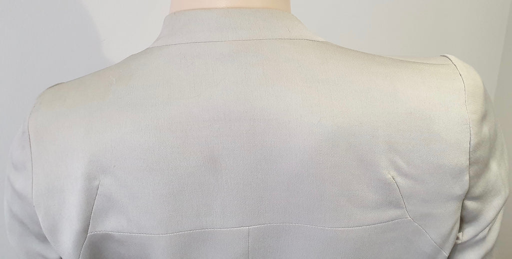 HELMUT LANG Pale Grey Draped Round Neck Long Sleeve Lined Blazer Jacket 6 UK10