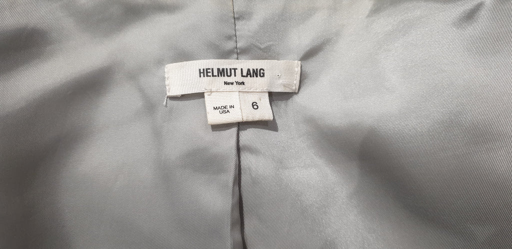 HELMUT LANG Pale Grey Draped Round Neck Long Sleeve Lined Blazer Jacket 6 UK10