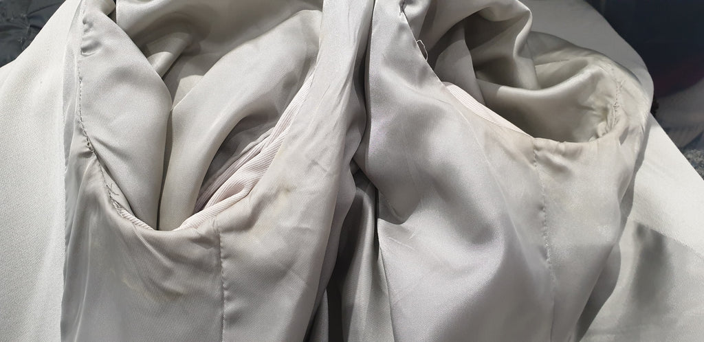 HELMUT LANG Pale Grey Draped Round Neck Long Sleeve Lined Blazer Jacket 6 UK10