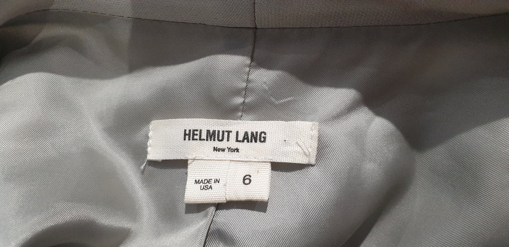 HELMUT LANG Pale Grey Draped Round Neck Long Sleeve Lined Blazer Jacket 6 UK10
