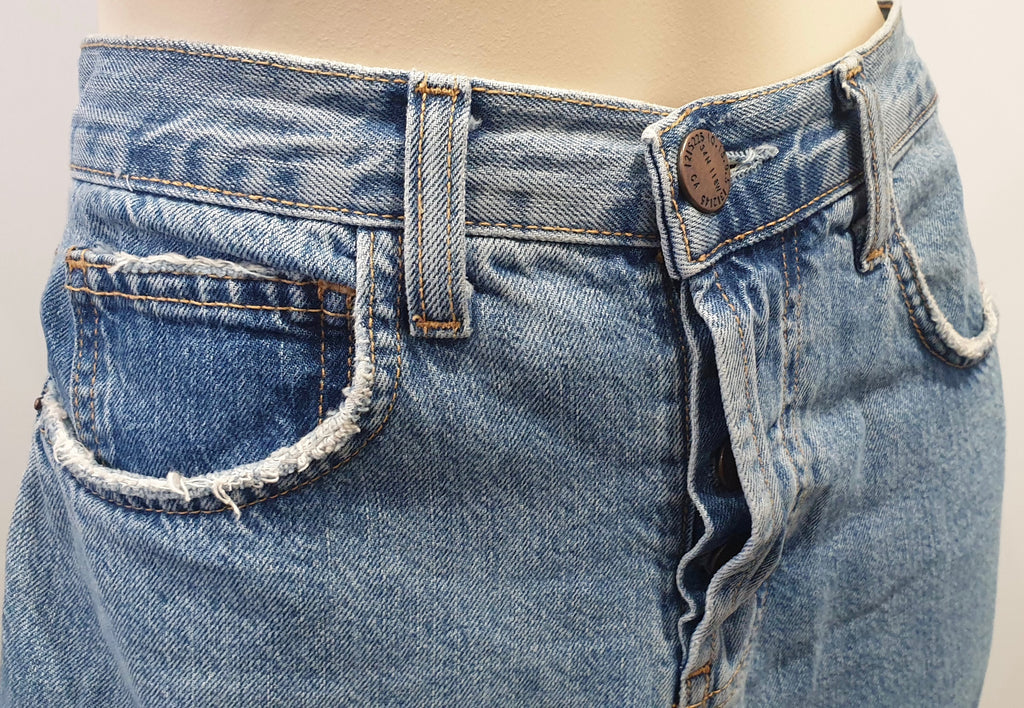 CURRENT / ELLIOTT Blue Cotton Blend Denim Distressed Fray A-Line Casual Skirt 27