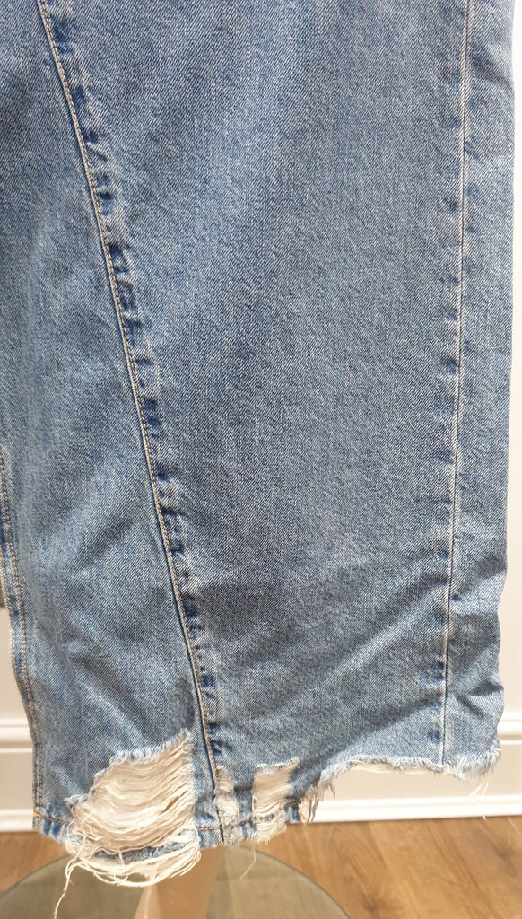 CURRENT / ELLIOTT Blue Cotton Blend Denim Distressed Fray A-Line Casual Skirt 27