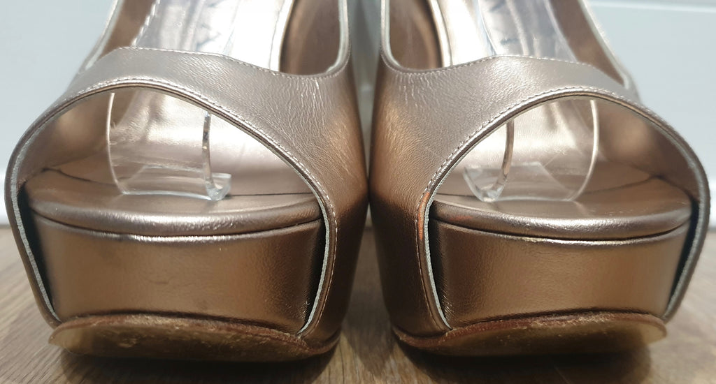 GINA Nude Metallic Leather Peep Toe Platform High Stiletto Evening Sandals Shoes