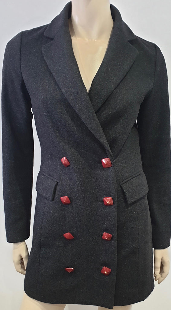 ARROGANT CAT Charcoal Grey Wool Blend Double Breasted Lined Blazer Jacket XS