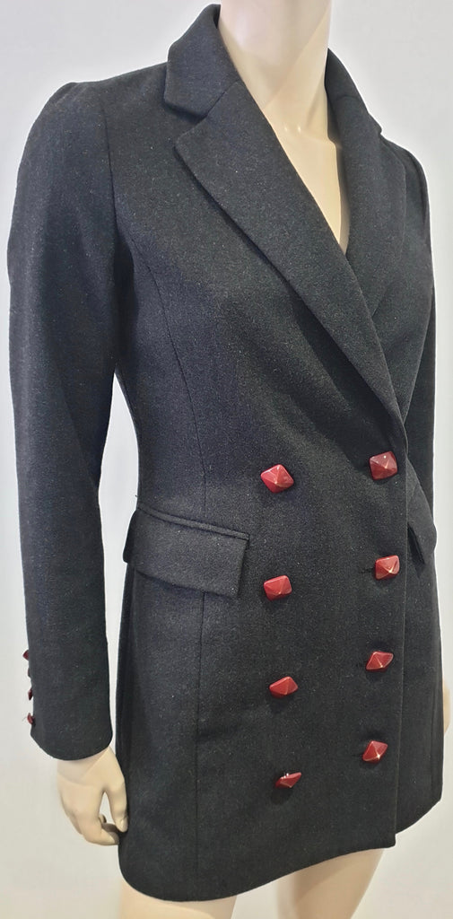 ARROGANT CAT Charcoal Grey Wool Blend Double Breasted Lined Blazer Jacket XS