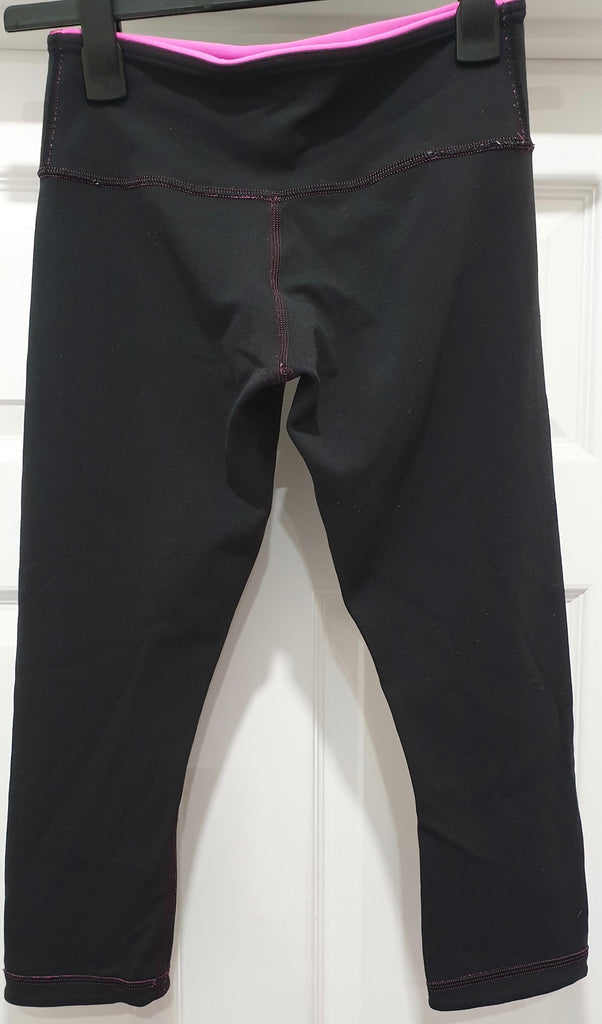 LULULEMON Black & Pink Reversible Activewear Crop Capri Gym Yoga Leggings Pants