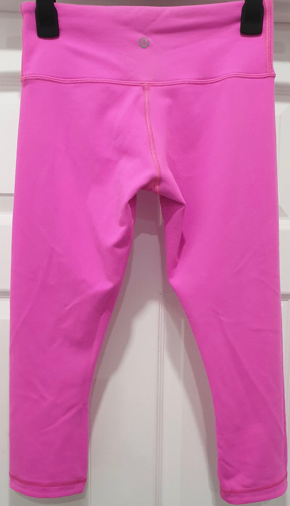 LULULEMON Black & Pink Reversible Activewear Crop Capri Gym Yoga Leggings Pants