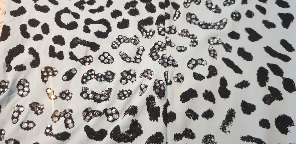 DESIGNER MADE IN ITALY Blue & Black Animal Print Diamante Halter Neck Swimsuit S