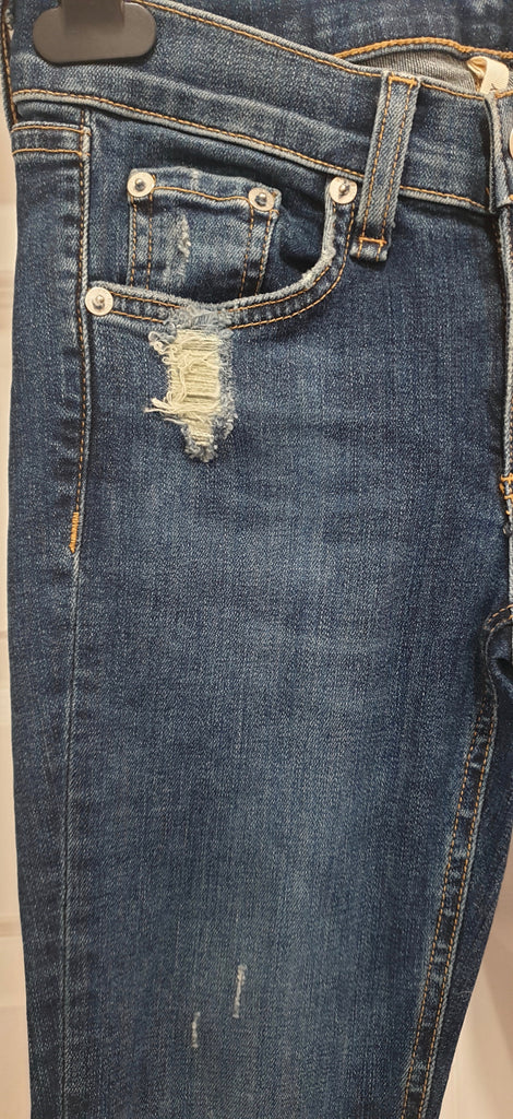 RAG & BONE Blue Cotton Denim Distressed Skinny Crop Capri Jeans Trousers Pants
