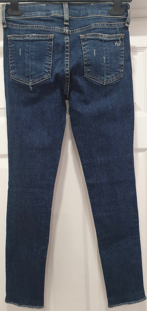 RAG & BONE Blue Cotton Denim Distressed Skinny Crop Capri Jeans Trousers Pants