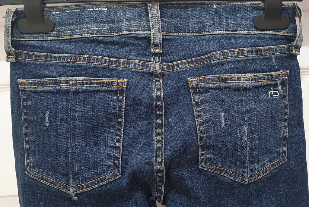 RAG & BONE Blue Cotton Denim Distressed Skinny Crop Capri Jeans Trousers Pants