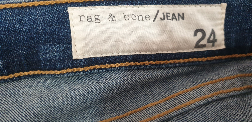 RAG & BONE Blue Cotton Denim Distressed Skinny Crop Capri Jeans Trousers Pants