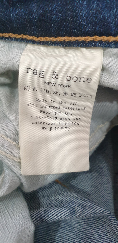 RAG & BONE Blue Cotton Denim Distressed Skinny Crop Capri Jeans Trousers Pants