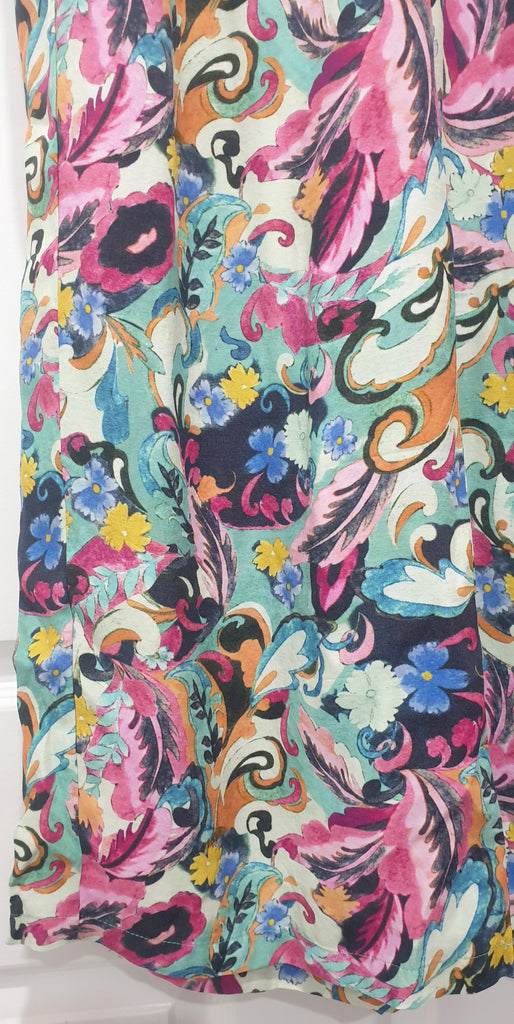 DEHA EXPRESSION Multi Colour Floral Print Elastic Waist Wide Leg Trousers Pants