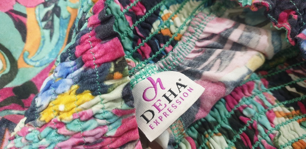 DEHA EXPRESSION Multi Colour Floral Print Elastic Waist Wide Leg Trousers Pants