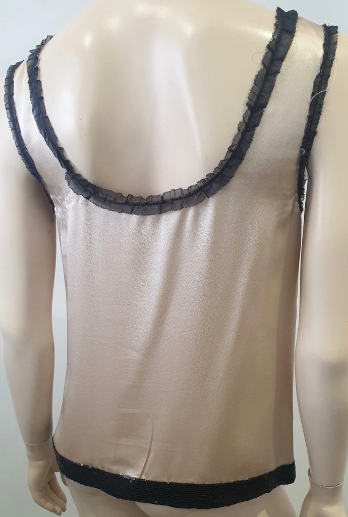 PHILOSOPHY DI ALBERTA FERRETTI Pale Pink Silk Black Trim Sleeveless Cami Top 10