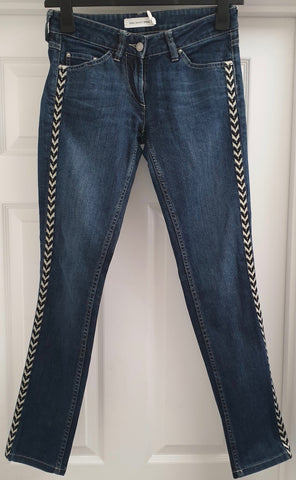 FRAME DENIM Charcoal Grey Cotton Blend Distressed Ripped Slim Skinny Jeans Pants