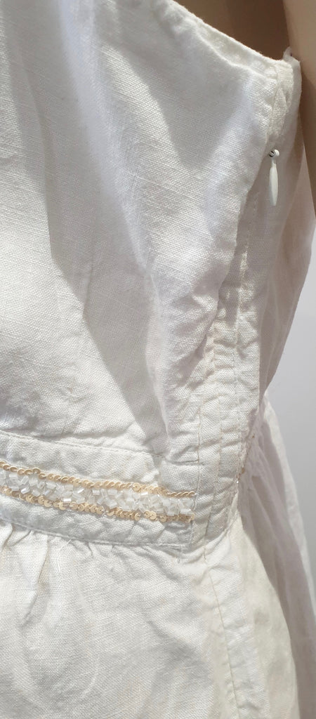 NOA NOA LEISURE LINEN White Linen Sequin Trim Sleeveless Cami Vest Top XL