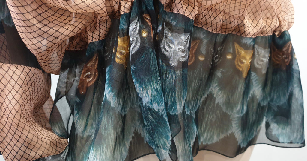 VASSILISA Multi Colour Silk Fox Print Beachwear Tunic Kimono Blouse Top S EU36