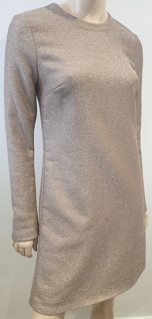 CALVIN KLEIN COLLECTION Dusky Pink Clay Metallic Short Mini Dress 40 UK12 BNWT