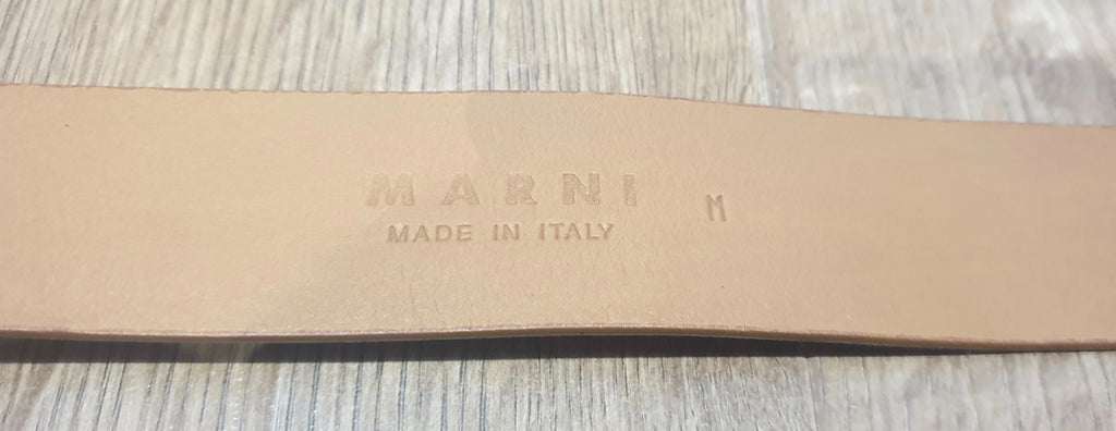 MARNI Made In Italy Designer Women's Camel Tan Leather Buckle Detail Belt M