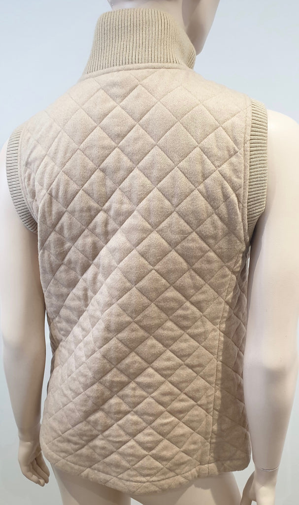 BROOKS BROTHERS Women's CAMEL HAIR Beige Quilted Gilet Waistcoat Jacket UK10